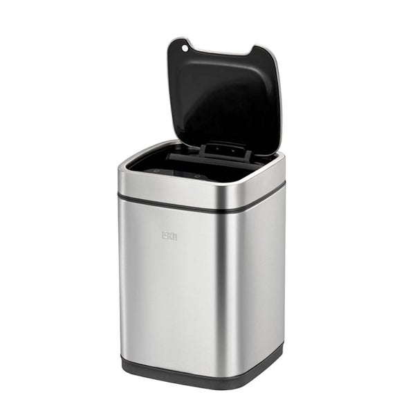 PROREGAL Stilvoller Abfallbehälter Aus Mattem Edelstahl Mit Sensor & Touch Bedienfeld 6 Liter HxBxT 31,5 x 21 x 21 cm Silber