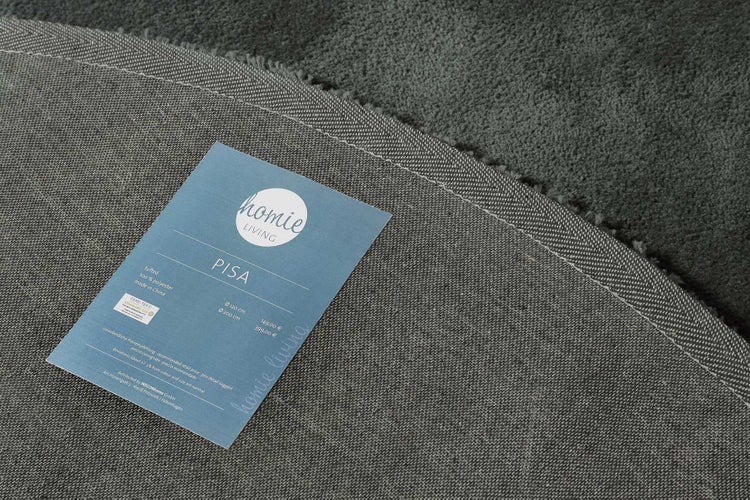 Teppich Rund Anthrazit Grün Hochflor Pisa Homie Living 120 cm rund