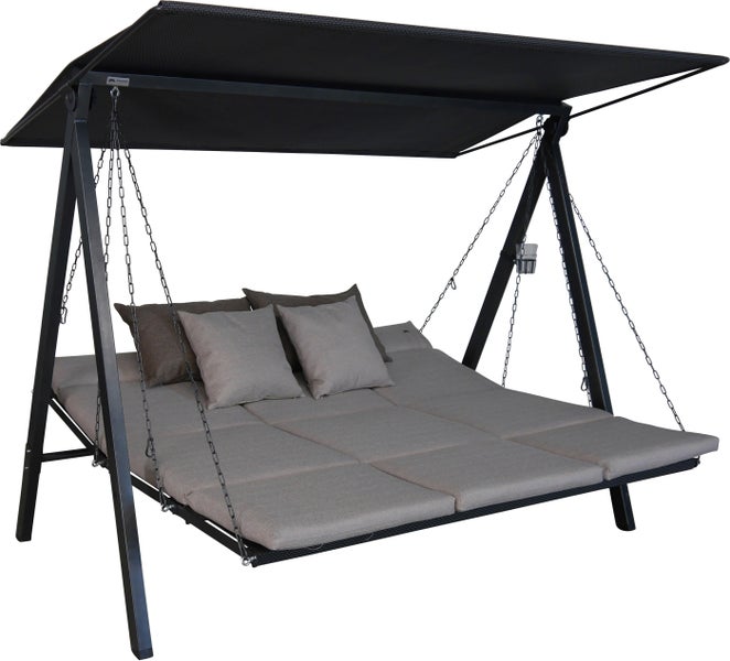 Gartenschaukel mit Liegefläche, Sonnendach und Kissen