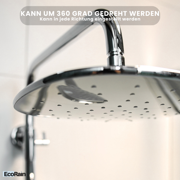 EcoRain 30% Wassersparender Regenduschkopf Kay 25 CM Rechteckig - Hoher Wasserdruck - Universeller Anschluss - Anti-Kalk Duschkopf - Chrom