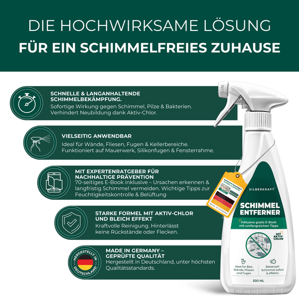 Silberkraft Schimmelentferner mit Aktiv-Chlor in Sprühflasche