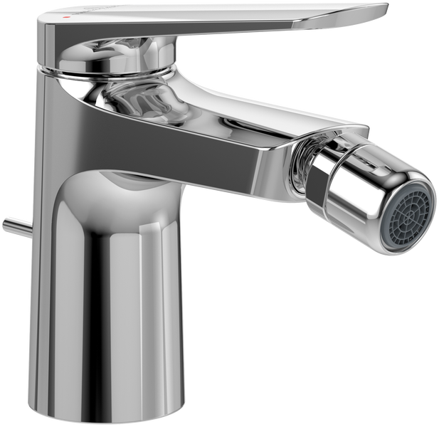 Villeroy & Boch Oasis Einhebel-Bidetarmatur, Bidet Wasserhahn mit Zugstange und Keramikkartusche, Bidetmischer wassersparend, Auslauf Höhe 73mm, rund, Chrom