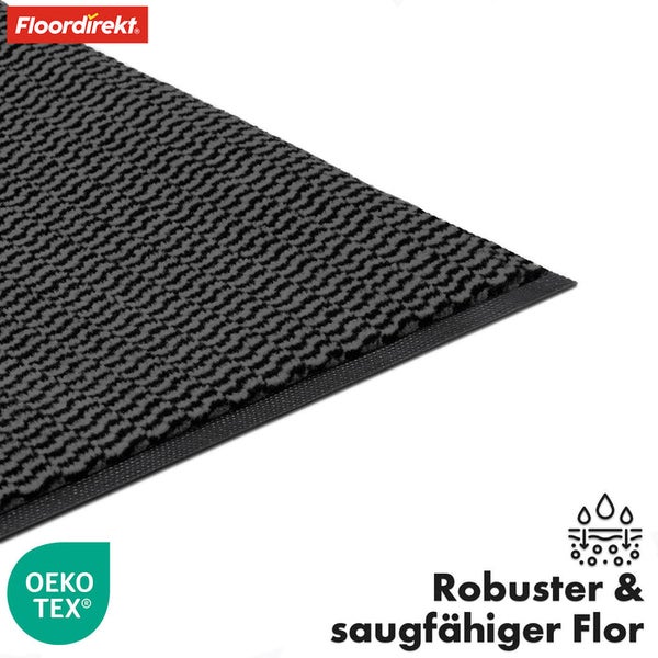 FLOORDIREKT Schmutzfangmatte - SKY Novo - PVC-frei - Extra Halt & Langlebigkeit - Anthrazit - 40 x 60 cm