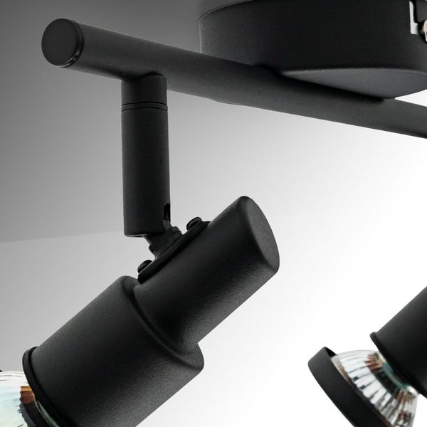 Deckenleuchte Bad LED Decken-Strahler Spot 2x GU10 Schwarz Badezimmer-Lampe IP44