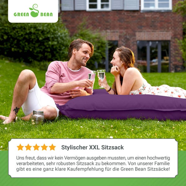 Green Bean Sitzsack 120x160cm 270 Liter Kinder & Erwachsene Bean Bag EPS Perlen Füllung Riesensitzsack Groß Draußen Outdoor Liegekissen Waschbar Wetterfest Lounge Chair Sitzkissen Bodenkissen Lila