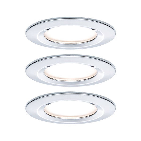 LED Einbauleuchte Nova Basisset starr IP44 rund 78mm GU10 3x6,5W 3x460lm 230V 2700K Chrom