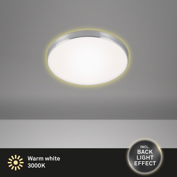 LED Deckenleuchte Deckenlampe 12W weiß-silber Metall-Kunststoff Ø28,5cm Briloner