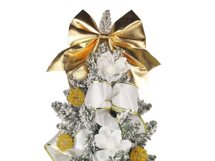 LAALU Geschmückter künstlicher Weihnachtsbaum SNOW BEAUTY 60 cm mit LED-BELEUCHTUNG IM TOPF