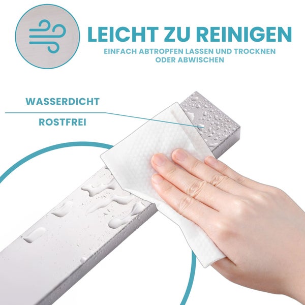 CHEFGASTRO Magnetleiste magnetische Messerleiste Messerhalter aus Stahl | HxBxT 4x40x1,6cm | Inkl. 3 silberne Haken | Silber | extra stark magnetischer Messerstreifen zum Kleben oder Schrauben