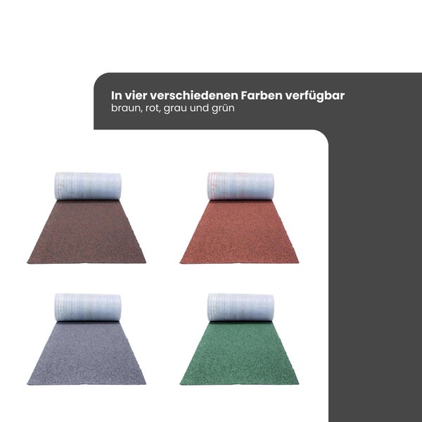 Dachbahn in vier verschiedenen Farben verfügbar: braun, rot, grau und grün.
