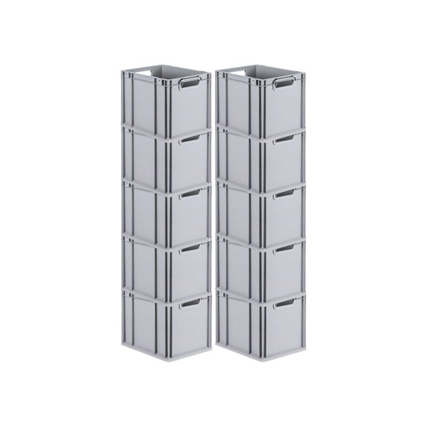 PROREGAL Spar Set 10x Eurobox Nextgen Economy Mit Scharnierdeckel & Grünen Schiebeschnappverschlüssen Griffe Offen HxBxT 32 x 30 x 40 cm 30 Liter
