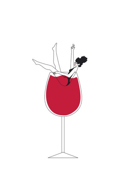 Illustration einer Frau in einem Weinglas