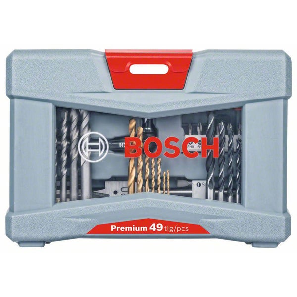 Bosch Logo, 49-teiliges Bohrer- und Bit-Set im grauen Koffer