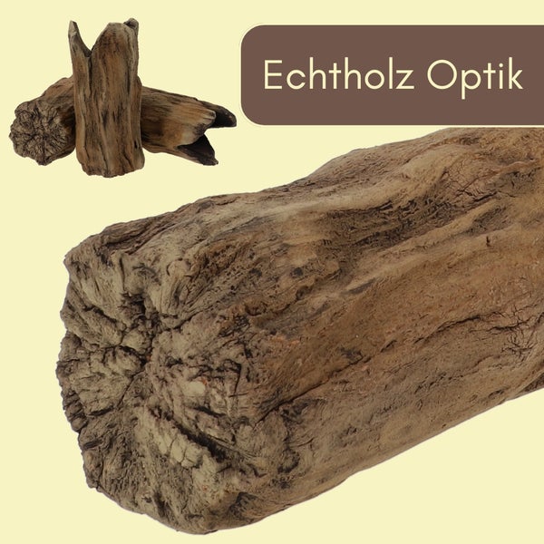 Aquariumdekoration in Echtholz-Optik mit strukturierter Oberfläche ähnlich wie Baumrinde.