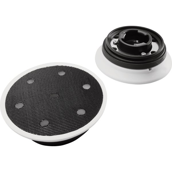 Zwei Schleifteller für Schleifmaschinen, zur Befestigung von Schleifscheiben.