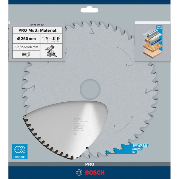 Bosch Pro Multi Material Kreissägeblatt mit 260 Millimeter Durchmesser