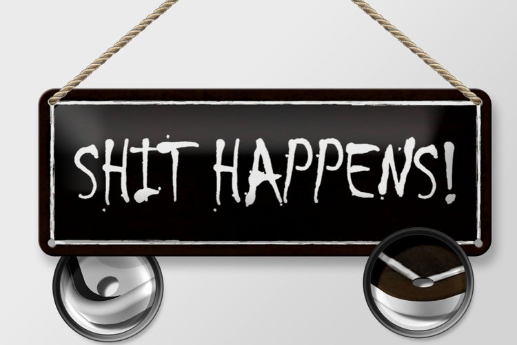 Blechschild Spruch 27x10cm shit happens Dekoration