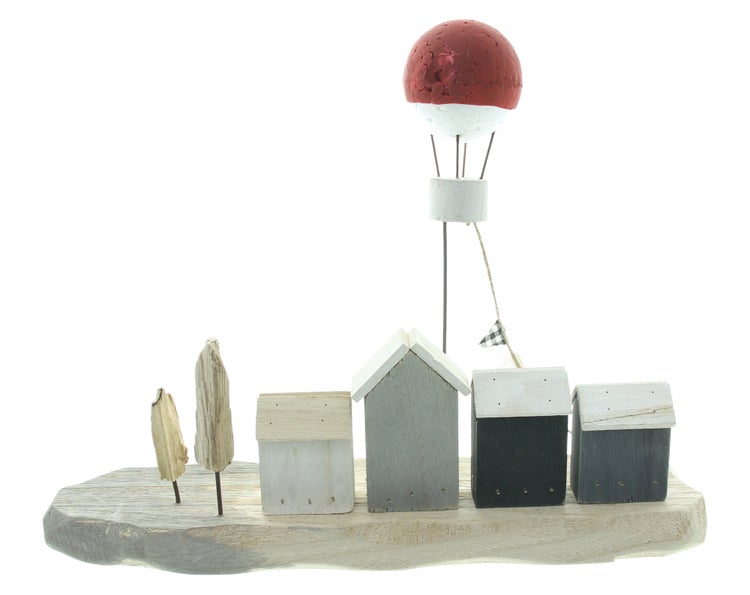 FRANK FLECHTWAREN|Promenade Heißluftballon, 38 x 9,5 x 28 cm, HOLZ, KUNSTSTOFF, METALL