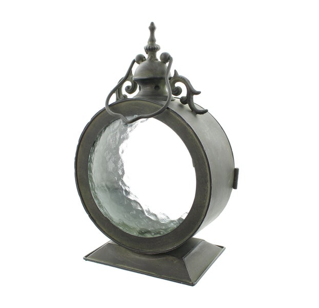 FRANK FLECHTWAREN | Laterne Bullauge, 20 x 12 x 34 cm, ohne Kerze, METALL, GLAS
