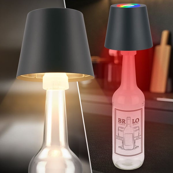 Briloner Calida 3 in 1 RGBW LED Tischlampe kabellos IP44, Dimmbar, Touch, Höhenverstellbar, Spritzwasserschutz, Anthrazit, 36 x Ø10,5 cm