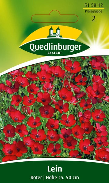 Quedlinburger Saatgut Samentüte Roter Lein, Wuchshöhe circa 50 Zentimeter.