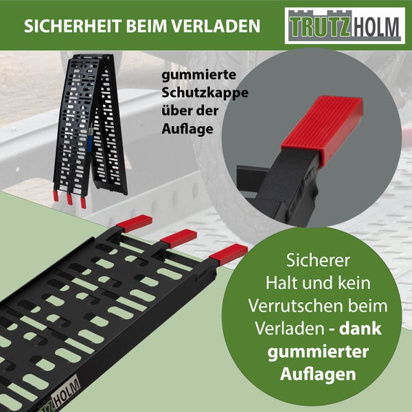 TRUTZHOLM 2 x Auffahrrampe klappbar 228 cm Traglast 680 kg Alu schwarz gelocht Rampen Motorradrampe