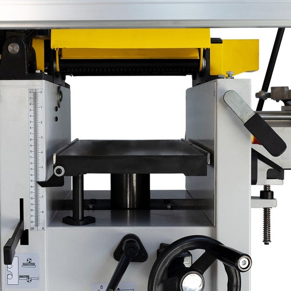 Detailansicht einer Hobelmaschine mit Bedienelementen