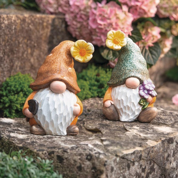 FRANK FLECHTWAREN|Wichtel Gärtner, 2er Set, 13 x 10 x 20 cm, POLYRESIN