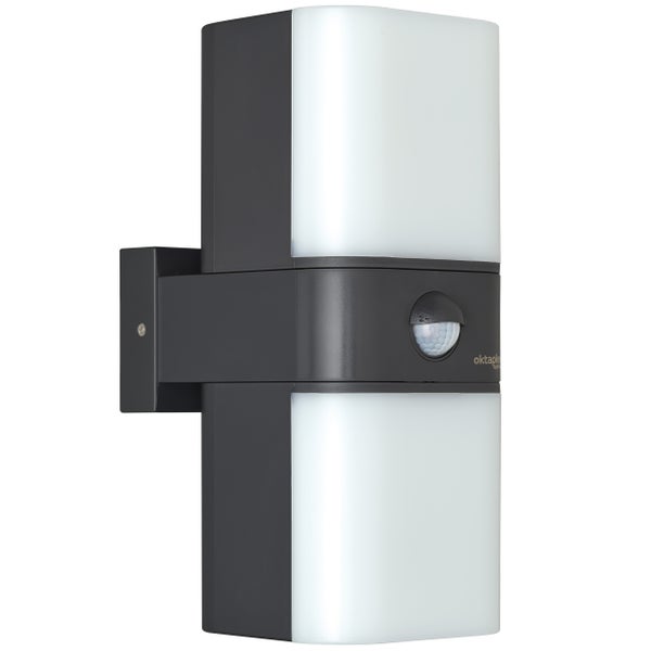 Außenlampe mit Bewegungsmelder 20W 1800lm 3000K Warmweiß IP65 drehbare Leuchte Anthrazit Wandleuchte Duas Motion