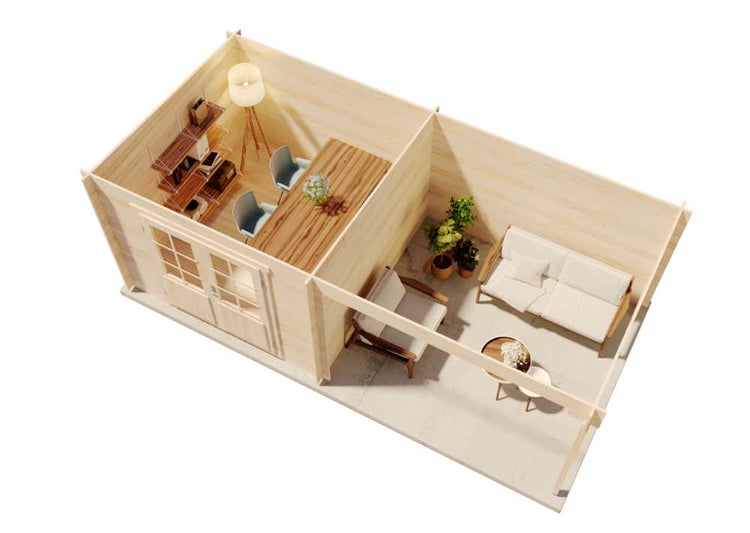 Alpholz Gartenhaus Maria-Nova-28 aus Holz Gartenhütte Wandstärke: 28 mm Inklusive: Terrasse Geräteschuppen