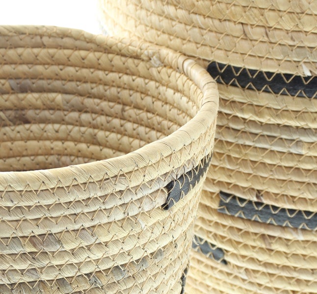 FRANK FLECHTWAREN|Füllkorb Adria, 3er Set, Ø 20 x 20 cm, Ø 25 x 25 cm, Ø 30 x 30 cm , WASSERHYAZINTHE, KUNSTSTOFF