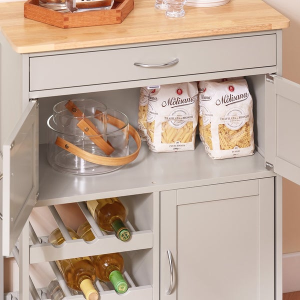 Küchenwagen mit Schublade, Stauraum und Weinregal