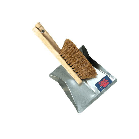 Kehrschaufelset mit Handfeger aus Metall und Holz