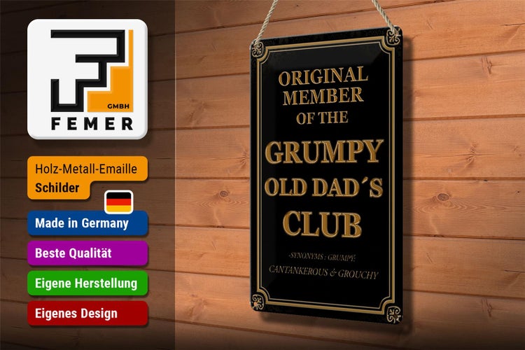 Blechschild Spruch 20x30cm Original Grumpy old Dad´s Club