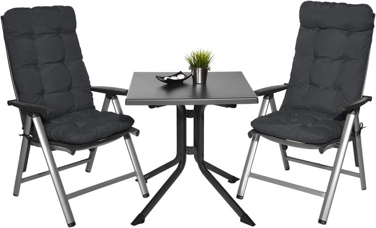 Beautissu Flair HL Hochlehner 120x50x8cm Graphitgrau (8tlg)