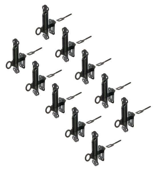 Set von acht Riegeln mit Ring und separatem Schließhaken für Tore und Türen