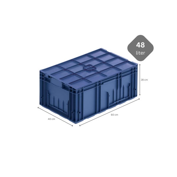 PROREGAL SuperSparSet 3x VDA KLT Kleinladungsträger mit Verbundboden und Auflagedeckel HxBxT 28 x 40 x 60 cm 48 Liter KLT Transportbox