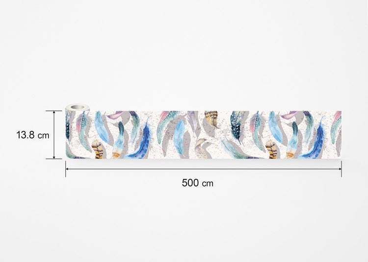 Bordüre mit Federmotiv, Maße 13,8 Zentimeter mal 500 Zentimeter, Wanddekoration.