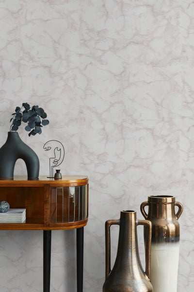 Tapete Weiß Beige Marmoroptik Modern für Wohnzimmer Schlafzimmer Küche MADE IN GERMANY 10,05 x 0,53m