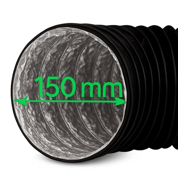 Combiflexrohr 150mm – 1 Meter flexibler Abluftschlauch für Klimageräte, Growboxen & mehr – Robuste Aluminium-Innenbeschichtung, Feuerfest & Extra Stabil
