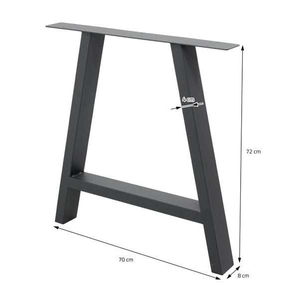 ECD Germany 2x Tischbeine A-Form A-Design, 70 x 72 cm, Anthrazit, aus pulverbeschichtetem Stahl, Industriedesign, Metall Tischkufen Tischuntergestell Tischgestell Möbelfüße, für Esstisch Schreibtisch