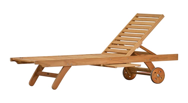 Gartenliege Holz Teak Liege Sonnenliege mit Rollen Relaxliege Pool wetterfest premium