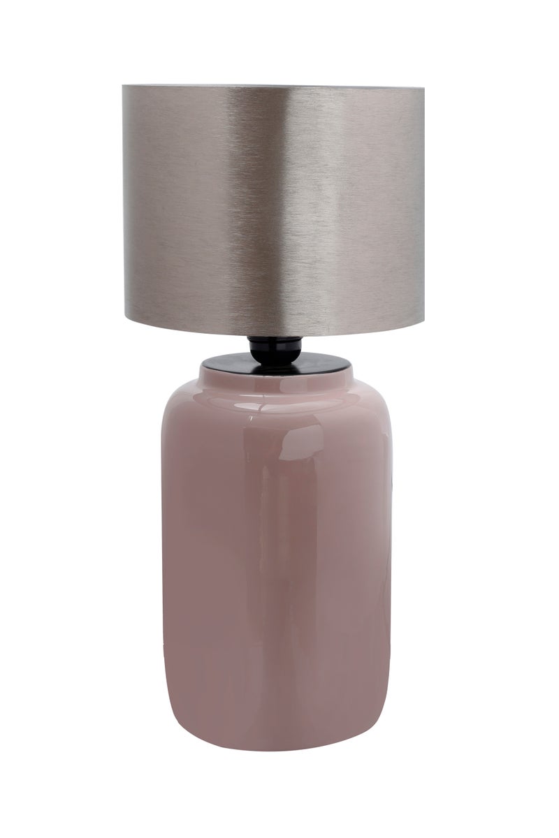 Dekorative Tischlampe Rosa Silber, Klassische Nachtischlampe 43 cm | Wohnzimmer Esszimmer Leuchte