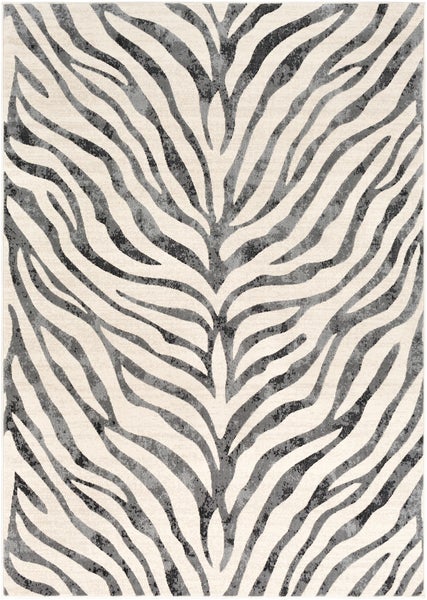 Boho Teppich Zebramuster Dunkelgrau/Beige 120x170 cm CYBELE