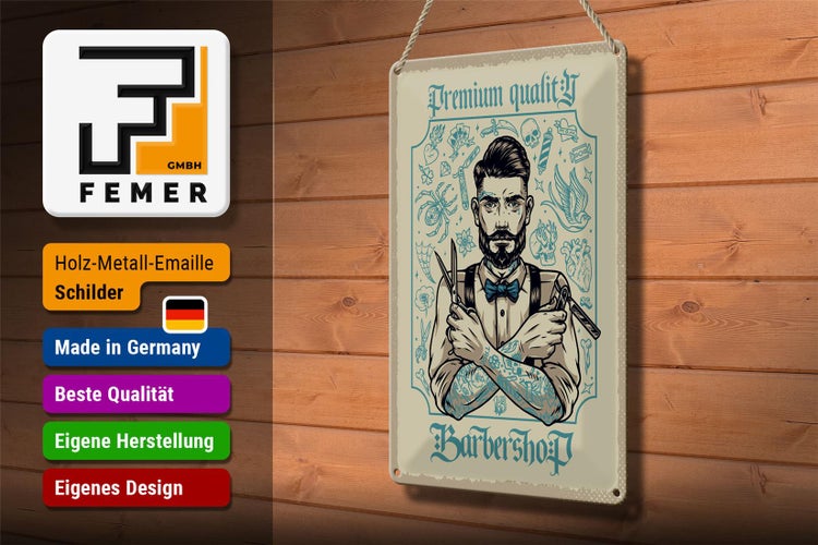 Blechschild Spruch Barbershop Premium quality 20x30cm