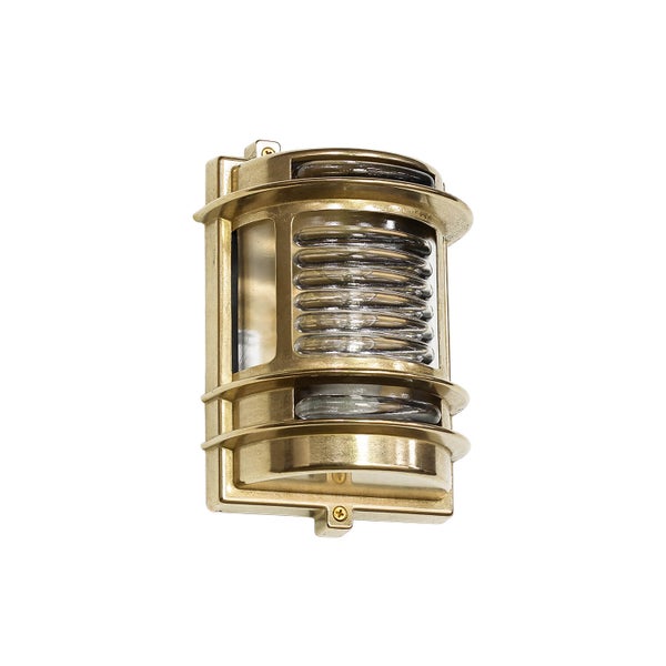 Messingfarbene Wandleuchte mit Schutzkorb