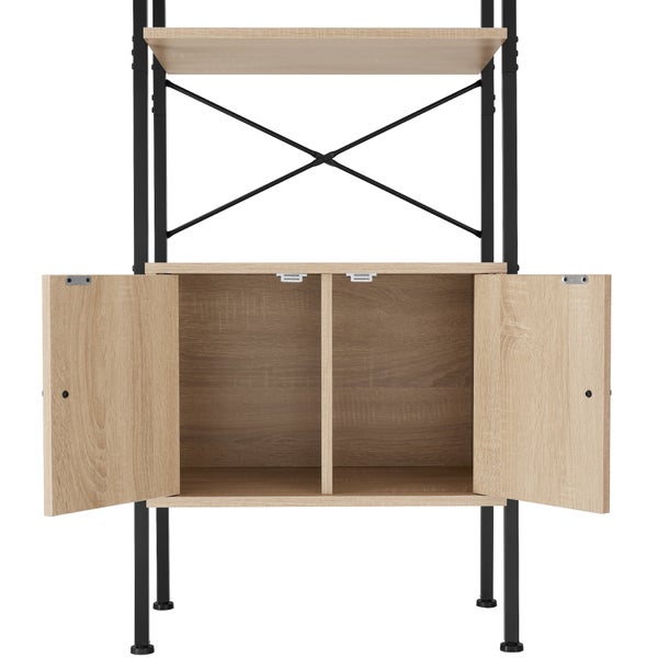 Leiterregal tectake Brentwood inklusive Kippschutz, 57,5 x 34 x 173 cm Industrial Style Industrial Holz hell, Eiche Sonoma