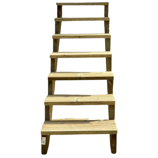 Außentreppe, Gartentreppe, Terrassentreppe  Holz H122cm 7 Stufen, Breite 60cm, OHNE Setzstufen