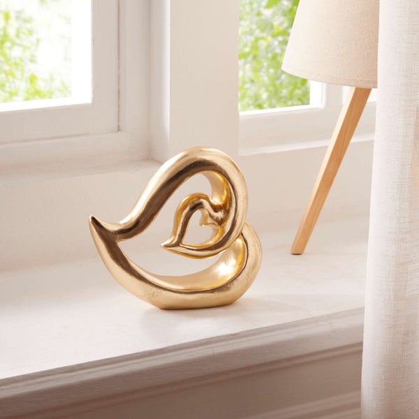 FRANK FLECHTWAREN | Herz Gold, POLYRESIN, 19,5 x 5,5 x 17,5 cm