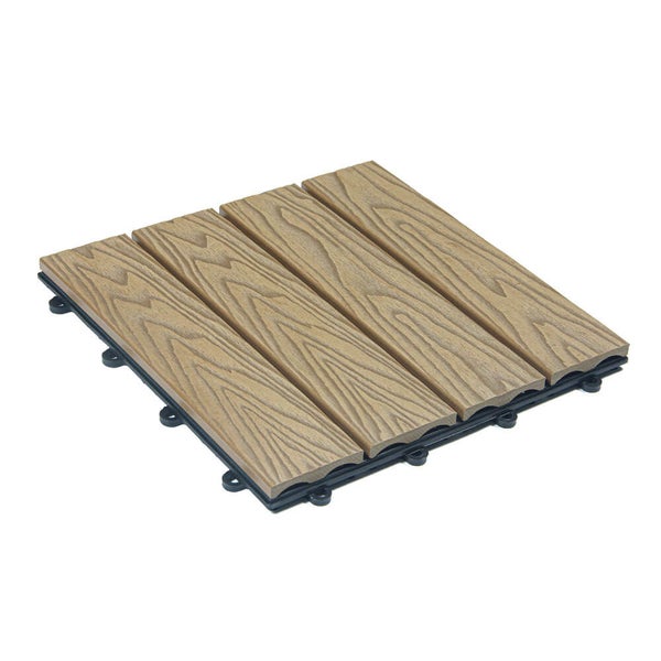 Home Deluxe WPC Klickfliesen BAVARO PREMIUM - Teak  2.5 m² - Holzoptik |  Terrassenfliesen Holzfliesen Klickfliese Bodenfliesen